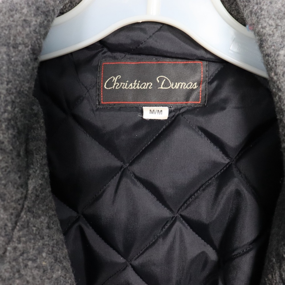 Christian Dumas Gray Pea Coat with Brown Accents - Picture 4 of 6